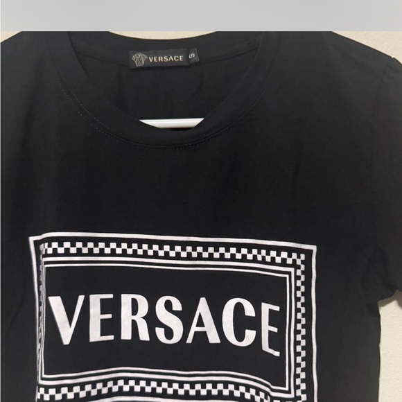 Versace Black Tee with White Logo - Picture 3 of 3